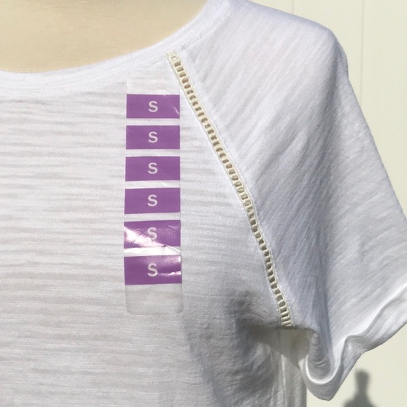 NWT Eddie Bauer White Baseball Style Ladder Trim T Shirt Size Small - Picture 4 of 16